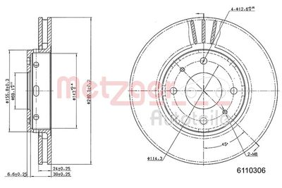 Brake Disc METZGER 6110306