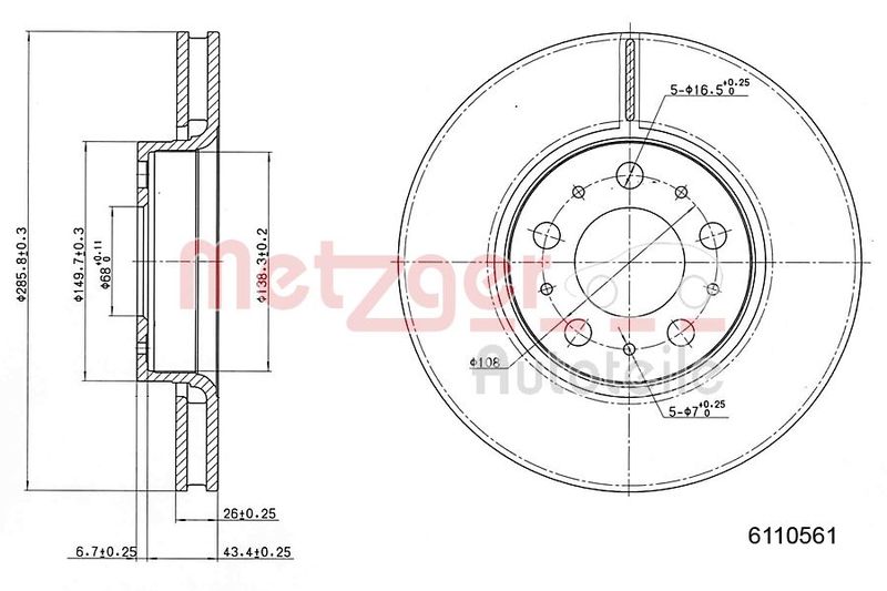 METZGER 6110561 Brake Disc