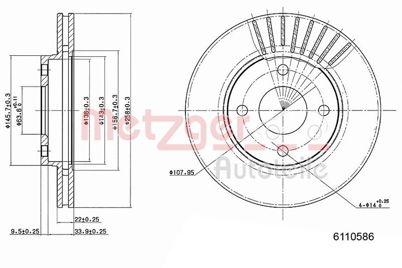 METZGER 6110586 Brake Disc