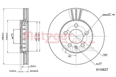 Brake Disc METZGER 6110627