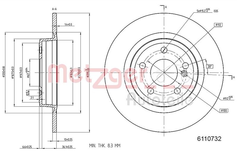 METZGER 6110732 Brake Disc