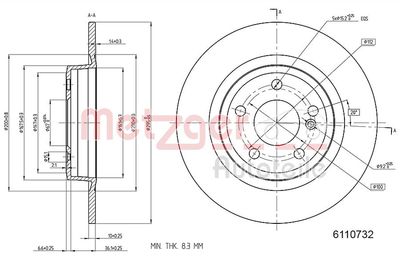 Brake Disc METZGER 6110732