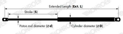 Gas Spring, boot/cargo area MONROE ML6504