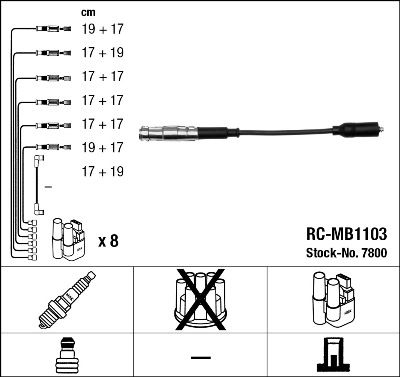 Ignition Cable Kit NGK 7800