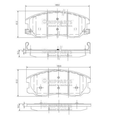 Brake Pad Set, disc brake NIPPARTS J3600913