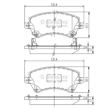 Brake Pad Set, disc brake NIPPARTS J3602101