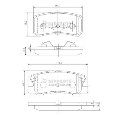 Brake Pad Set, disc brake NIPPARTS J3615010