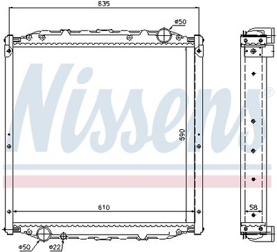 Radiator, engine cooling NISSENS 62877A