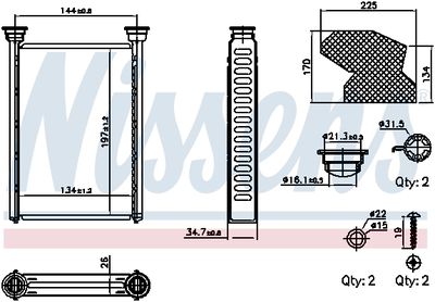 Heat Exchanger, interior heating NISSENS 707309