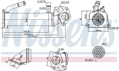 Cooler, exhaust gas recirculation NISSENS 989322