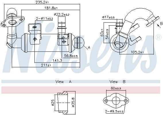 NISSENS 989405 Cooler, exhaust gas recirculation