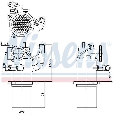 Cooler, exhaust gas recirculation NISSENS 989423