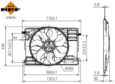 Fan, engine cooling NRF 470070