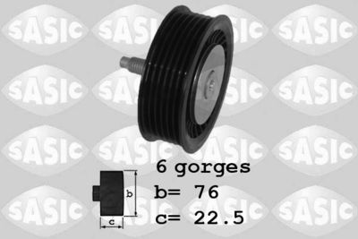 Deflection/Guide Pulley, V-ribbed belt SASIC 1624058