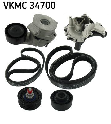 Water Pump + V-Ribbed Belt Kit SKF VKMC 34700