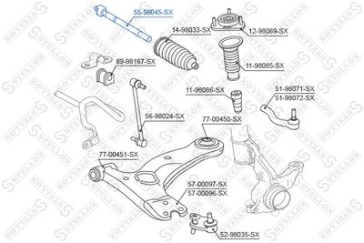 Inner Tie Rod STELLOX 55-98045-SX