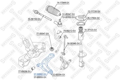 Control/Trailing Arm, wheel suspension STELLOX 57-00092-SX