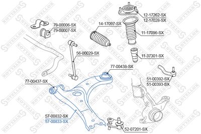 Control/Trailing Arm, wheel suspension STELLOX 57-00833-SX