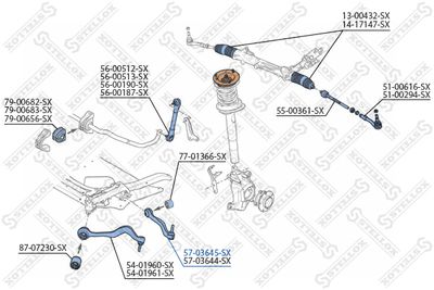 Control/Trailing Arm, wheel suspension STELLOX 57-03645-SX