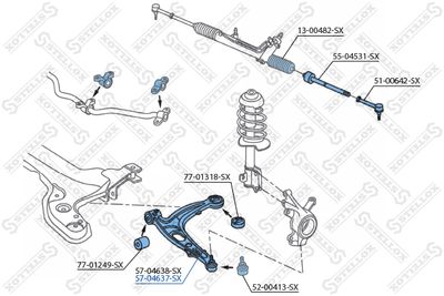 Control/Trailing Arm, wheel suspension STELLOX 57-04637-SX