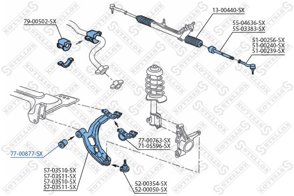 STELLOX 77-00877-SX Mounting, control/trailing arm