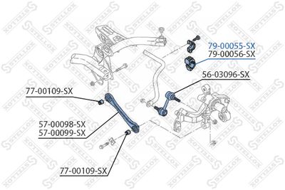 Mounting, stabiliser bar STELLOX 79-00055-SX