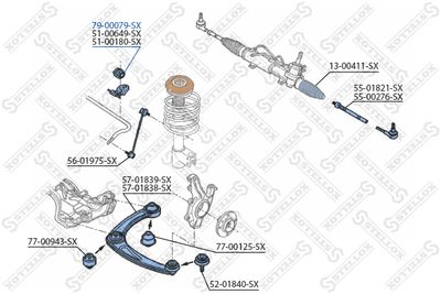 Mounting, stabiliser bar STELLOX 79-00079-SX