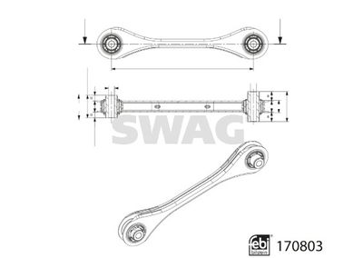 Control/Trailing Arm, wheel suspension SWAG 33 10 0557