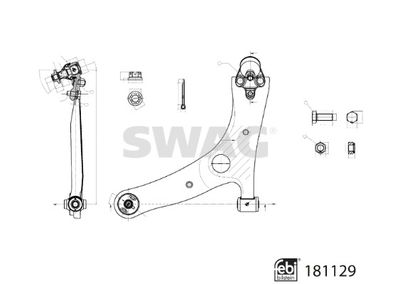 Control/Trailing Arm, wheel suspension SWAG 33 10 8130