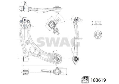 Control/Trailing Arm, wheel suspension SWAG 33 10 9090