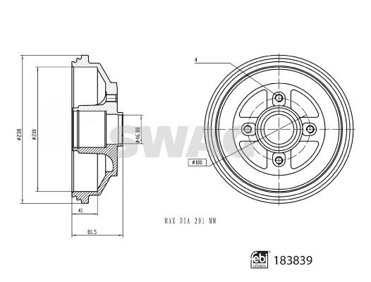 SWAG 33 10 9227 Brake Drum