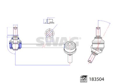 Link/Coupling Rod, stabiliser bar SWAG 33 10 9695