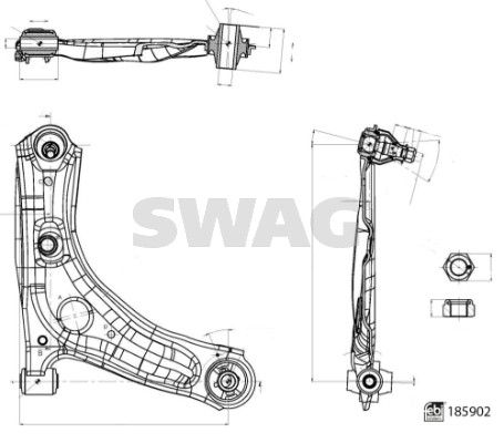 SWAG 33 11 0143 Control/Trailing Arm, wheel suspension