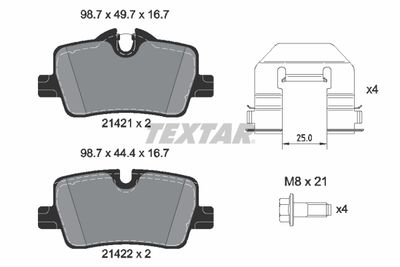Brake Pad Set, disc brake TEXTAR 2142101