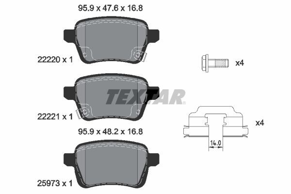 TEXTAR 2222001 Brake Pad Set, disc brake