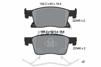 Brake Pad Set, disc brake TEXTAR 2234501