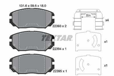 Brake Pad Set, disc brake TEXTAR 2239301