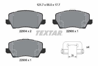 Brake Pad Set, disc brake TEXTAR 2290401