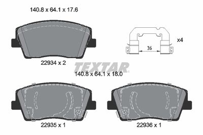 Brake Pad Set, disc brake TEXTAR 2293401