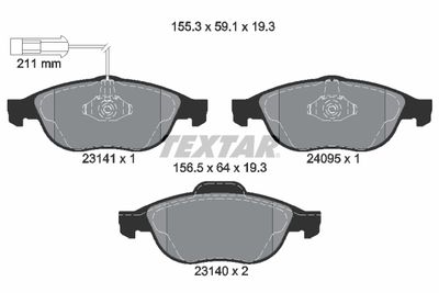 Brake Pad Set, disc brake TEXTAR 2314101