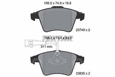 Brake Pad Set, disc brake TEXTAR 2374901