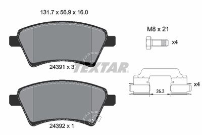 Brake Pad Set, disc brake TEXTAR 2439101