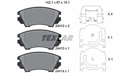 Brake Pad Set, disc brake TEXTAR 2441201