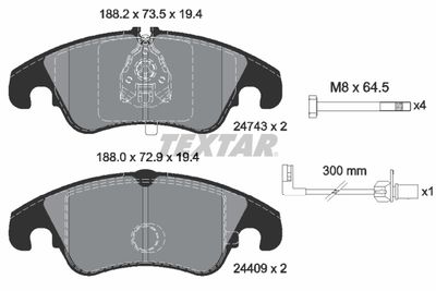 Brake Pad Set, disc brake TEXTAR 2474301