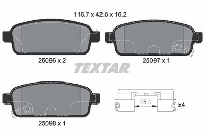 Brake Pad Set, disc brake TEXTAR 2509606