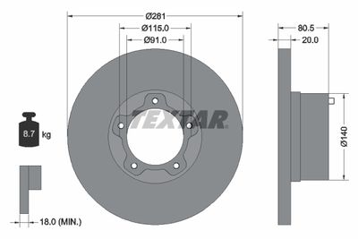 Brake Disc TEXTAR 92031500