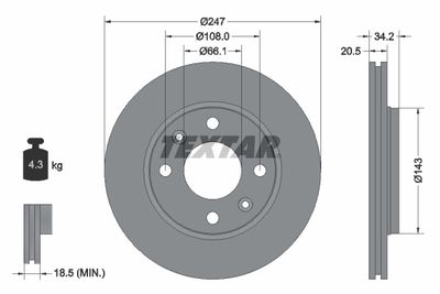 Brake Disc TEXTAR 92043103