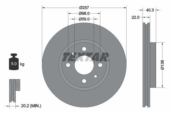 TEXTAR 92069603 Brake Disc