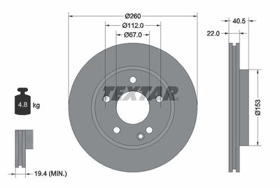 Brake Disc TEXTAR 92091303