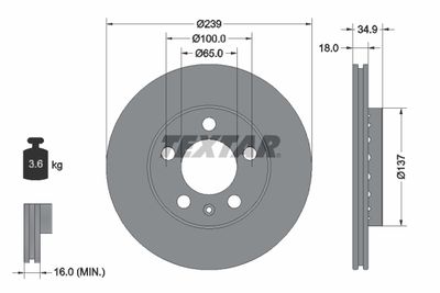 Brake Disc TEXTAR 92106803